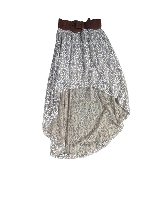 Rue21 Dresses & Skirts - Rue-21 Lace High-Low Skirt Brown Belted Waist Medium